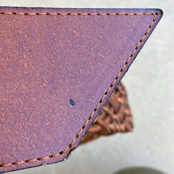 Brown Bonded Leather Braided Woven Wide Belt, XL - Picture 3 of 8